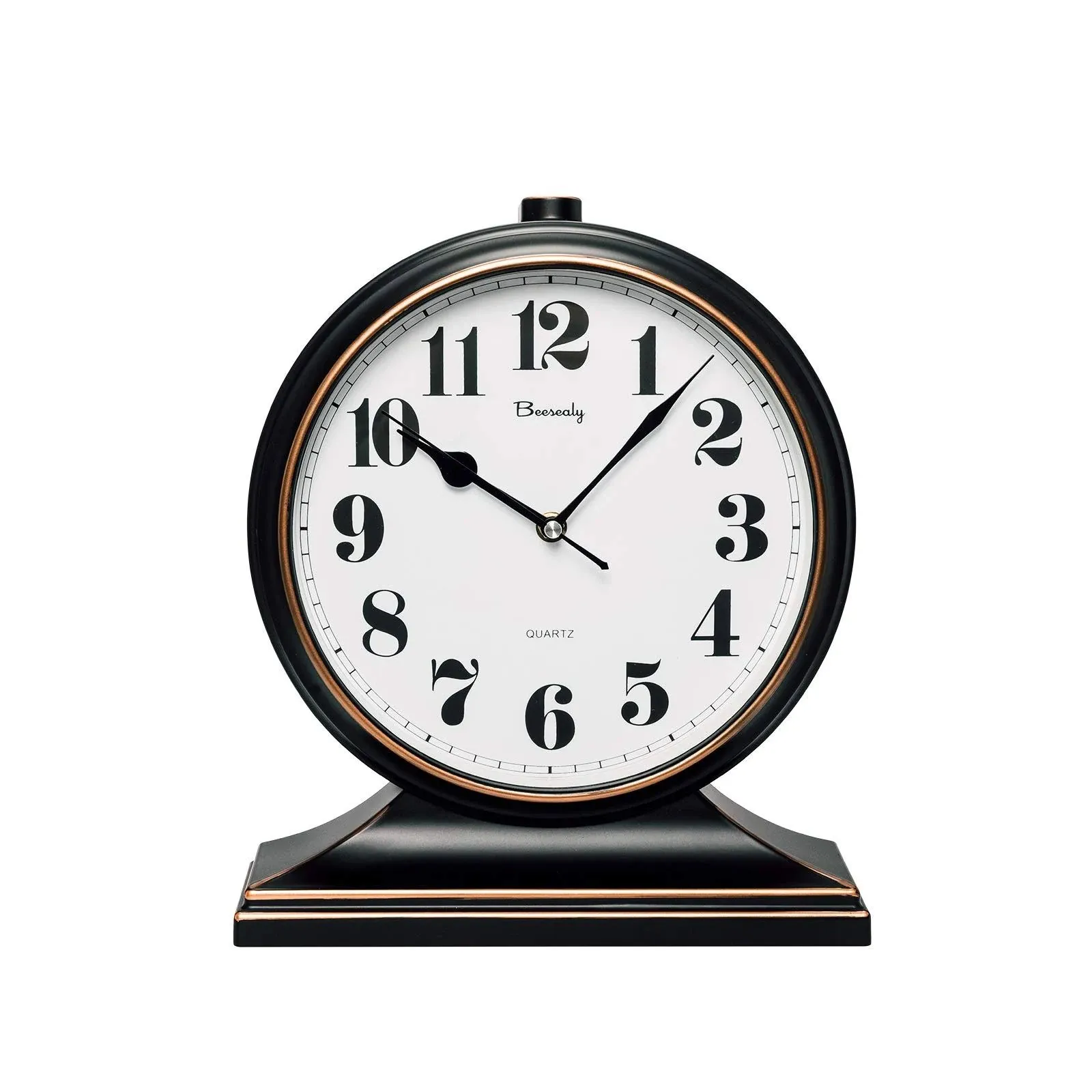 Beesealy Table Clock-Modern Table Clock Silent-Non-Ticking 10-Inch Dial, Clear ...