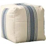 Cream Pouf With Blue Stripes - Contemporary - Floor Pillows And Poufs - by Olive Grove | Houzz