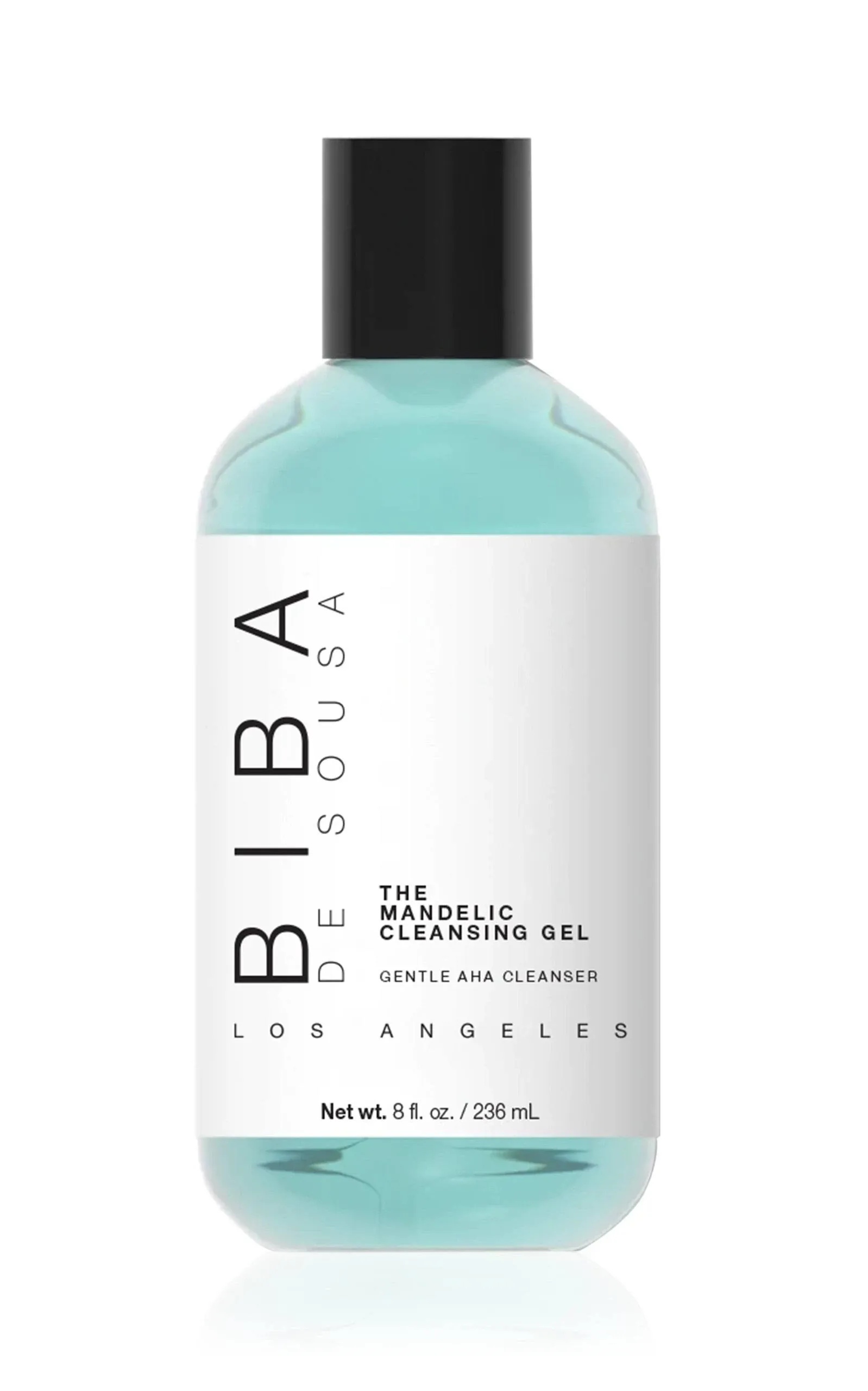 BIBA DE SOUSA The Mandelic Cleansing Gel - Gentle, Sulfate-Free Foaming AHA and Mandelic Acid Skin Cleanser- Antioxidant Botanical Blend - For All Skin Types (8oz)