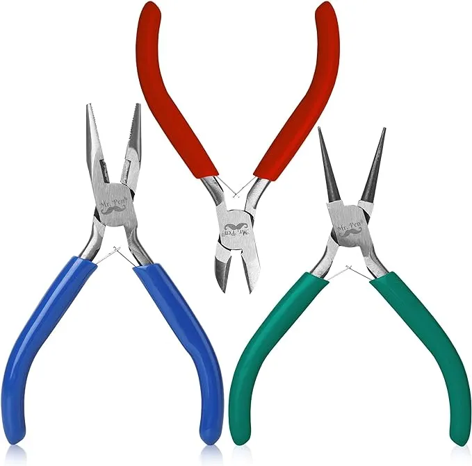 Mr Pen- Jewelry Pliers, 3 Pack, Jewelry Making Kit, Pliers for Jewelry Making, Mini Pliers, Wire Cutters for Jewelry Making, Chain Nose Pliers, Craft