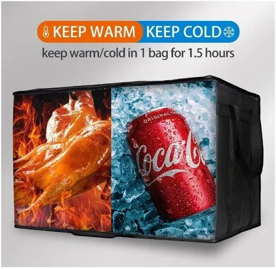 5-Pack Insulated Food Delivery Bag for Hot and Cold Meal, XXX-Large Grocery Tote