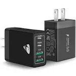 [2-Pack] USB C Wall Charger Block, Aiminu 40W 4-Port Fast Charging Block Dual Port QC+PD Power Brick Multiport Type C Charger Plug Adapter for iPhone 15 14 13 12 11 Pro Max XS XR SE 8 Plus, Samsung