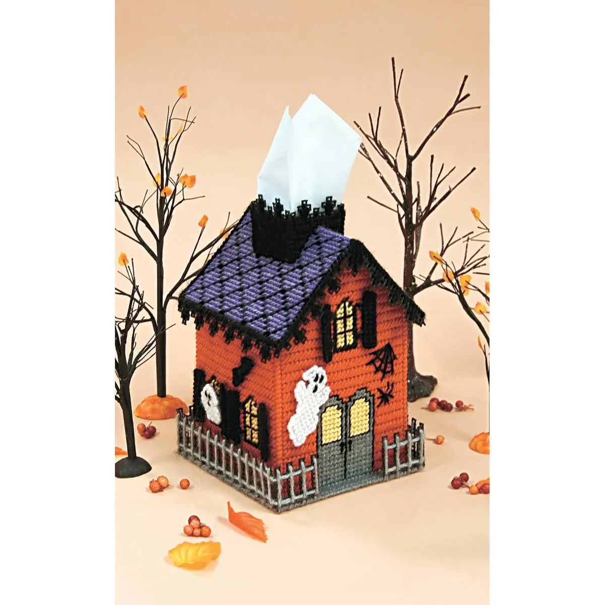 Mary Maxim Haunted House Plastic Canvas Tissue Box Kit, 5"