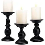 Black Pillar Candle Holders Set of 3, Vintage Candle Holder for Table Centerp...