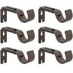 6PCS Adjustable Curtain Rod Brackets,Fits up to 7/8 inch or 1 inch Rods,Exten...