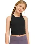 CRZ YOGA Butterluxe Girls Double Lined Tank Tops High Neck Racerback Cropped