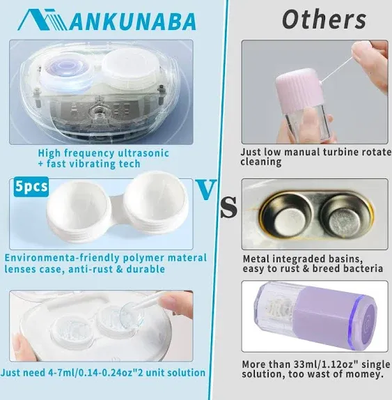 ANKUNABA Ultrasonic Contact Lens Cleaner Machine, Contact Lens Cleaning Case with ...