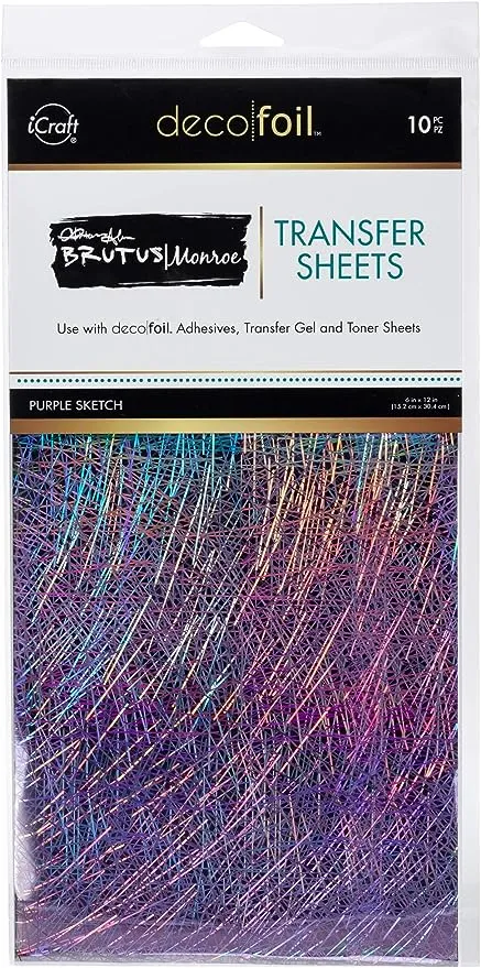 iCraft Deco Foil Transfer Sheets by Brutus Monroe, 6" x 12", 10 Sheets per Pack, Purple Sketch