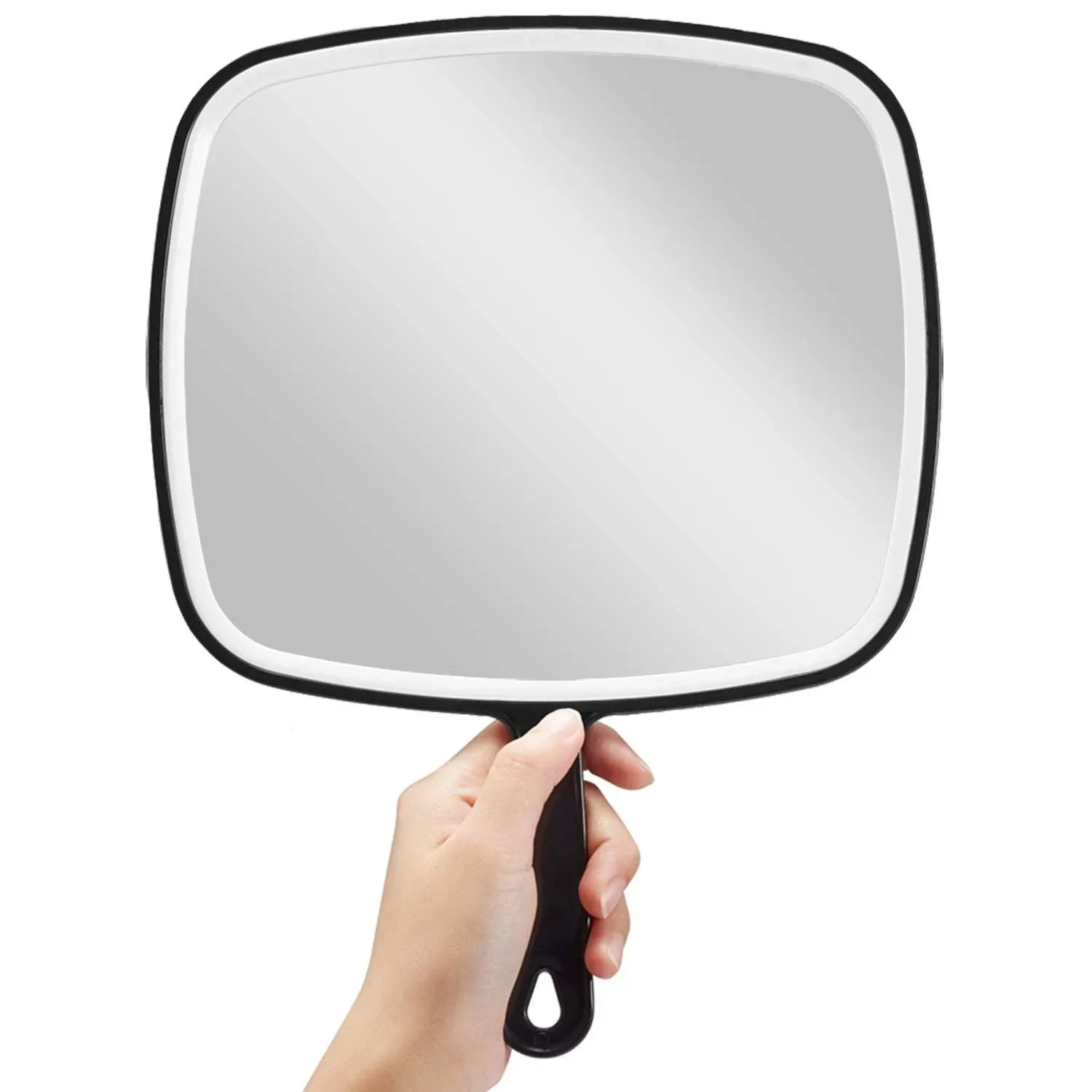 OMIRO Hand Mirror, Extra Large Black Handheld Mirror with Handle, 9" W x 12.4" L