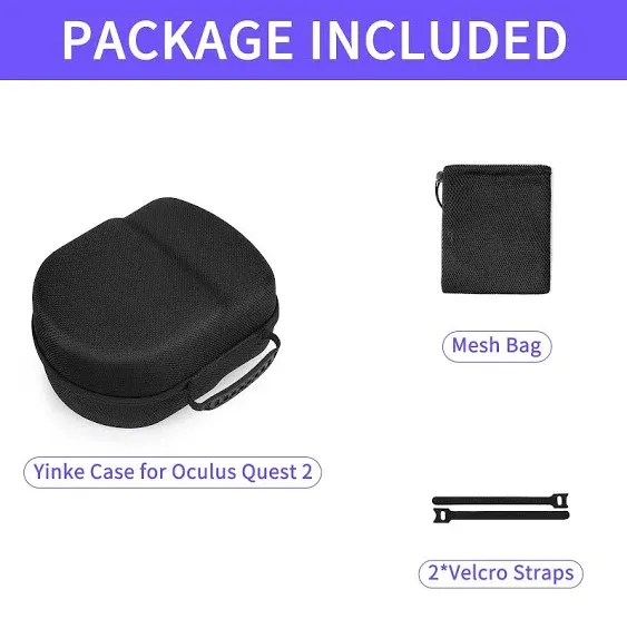 Yinke Carrying Case for Meta Quest 3S/Quest 3/Oculus Quest 2/Pico 4 VR Headset with Elite Strap Accessories, Portable Travel Case Protective Cover Storage Bag