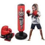 Inflatable Kids Punching Bag with Boxing Gloves, 47&#034; High Free Standing Bounce 