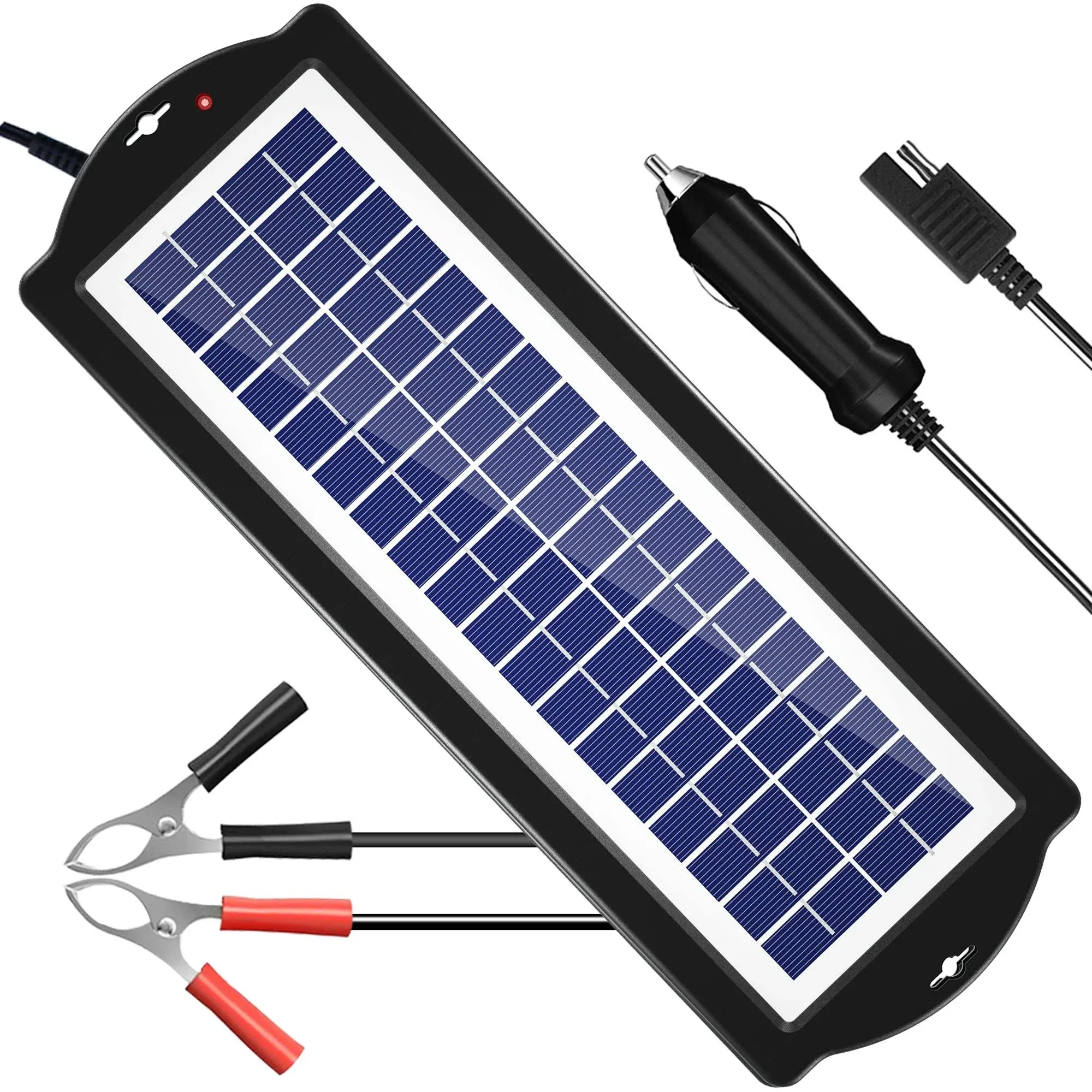 POWISER 3.5W Solar Battery Charger 12V Solar Powered Battery maintainer &amp; Cha...