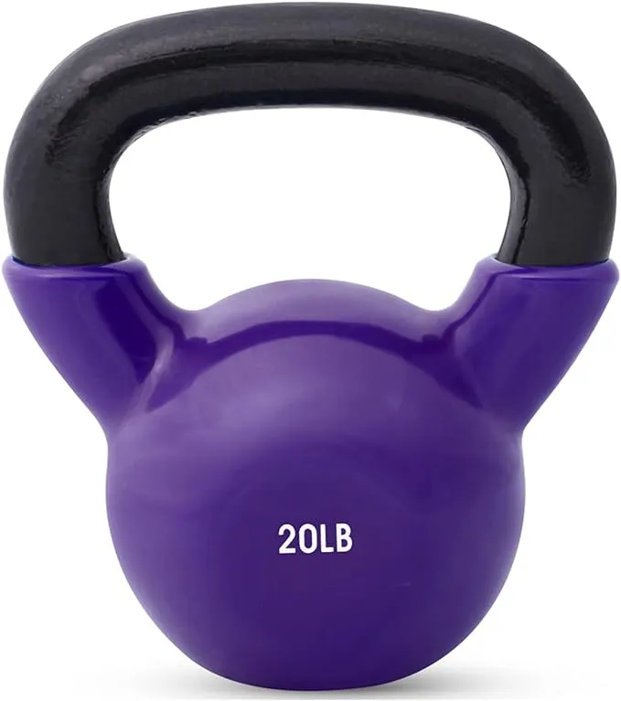 JFIT Kettlebell Weights Vinyl Coated Iron - 12 Size Options, 5lbs-50lbs - Coated for Floor and Equipment Protection, Noise Reduction, Ballistic, Core, Weight Training