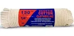 #8 1/4&#034; x 150 ft Scottie Cotton Clothesline, White