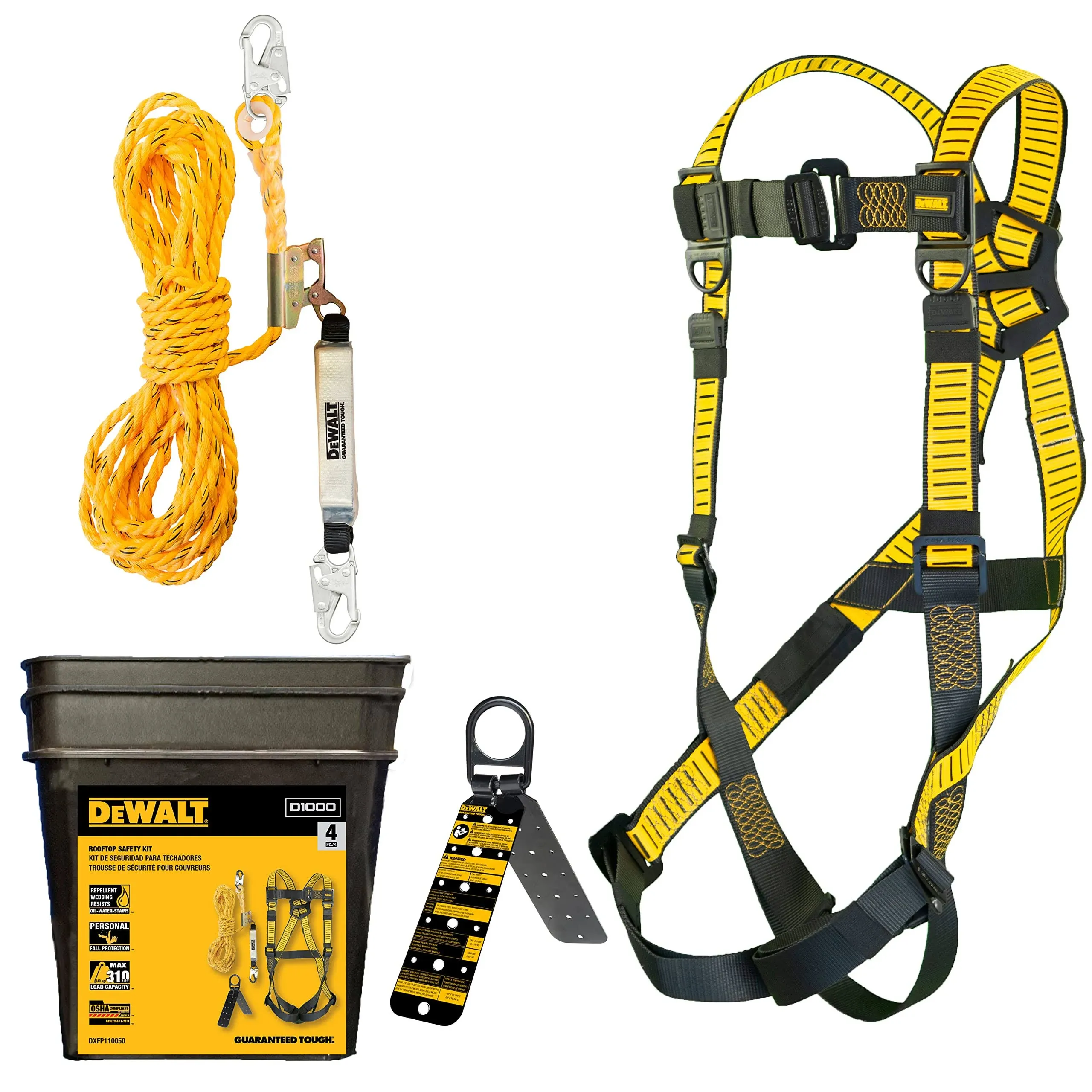 DeWalt Polyester Fall Protection Kit 310 lb. Cap. Black/Yellow 3 PC