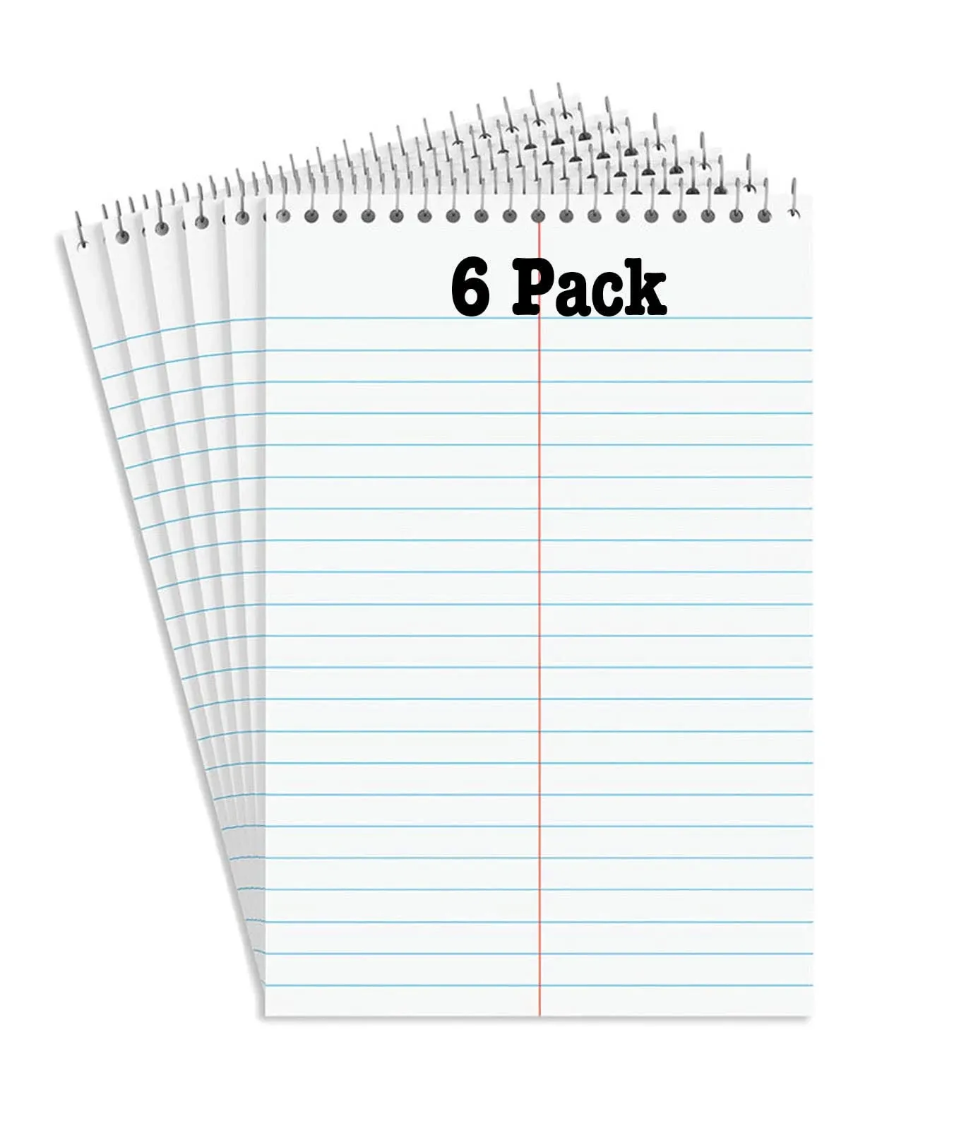 Steno Pads Notebooks, Top Bound Spiral Steno Book -Stenos Note Pads Gregg Ruled, White, 80 Sheets Per Steno Notepad - 6 x 9 Inch - Great for Note-taking and Making To-do Lists - 6 Pack