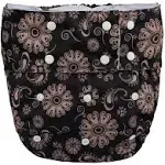 Teen adult Cloth Diaper Nappy Reusable Washable (Brown Flowers)