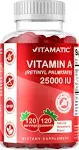 Vitamatic, Vitamine A (palmitate de rétinyle), Arôme naturel de fraise, 25 000 UI, 120 gommes