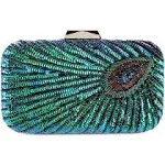 UBORSE Beaded Sequin Peacock Evening Clutch Bags Party Wedding Purse