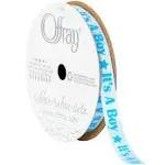 Offray Baby Celebration Ribbon 3/8"x12'-It's A Boy