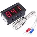 PEMENOL 12V Red Fahrenheit Digital Temperature Meter -76F~999F LED Display with Industrial Grade 0.5m K-Type Thermocouple Temperature Sensor M6