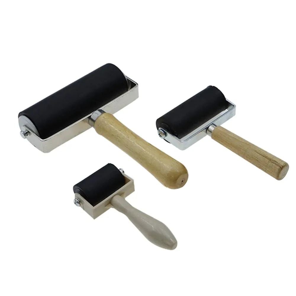 QANYEGN Set of 3 Brayer Rollers, Craft Rubber Rollers, Suitable for Printmaking, Ink Stam, and Art Crafts