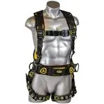 Guardian Fall Protection 21029 Cyclone Construction Harness with QC Chest/TB Leg/TB Waist Belt/Side D-Rings, Black/Yellow, Small