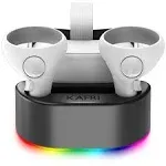 KAFRI Charging Dock for Meta Oculus Quest 3/Quest 3S/Quest 2, VR Headset Charging Stand and Controller Holder with RGB Lights, Charger Station Accessories, Black