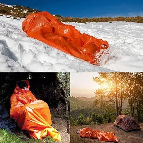 Emergency Sleeping Bag Survival Bivy Sack Use as Emergency Blanket Lightweight Survival Gear for Outdoor Hiking Camping Keep Warm After Earthquakes, Hurricanes and Other disasters