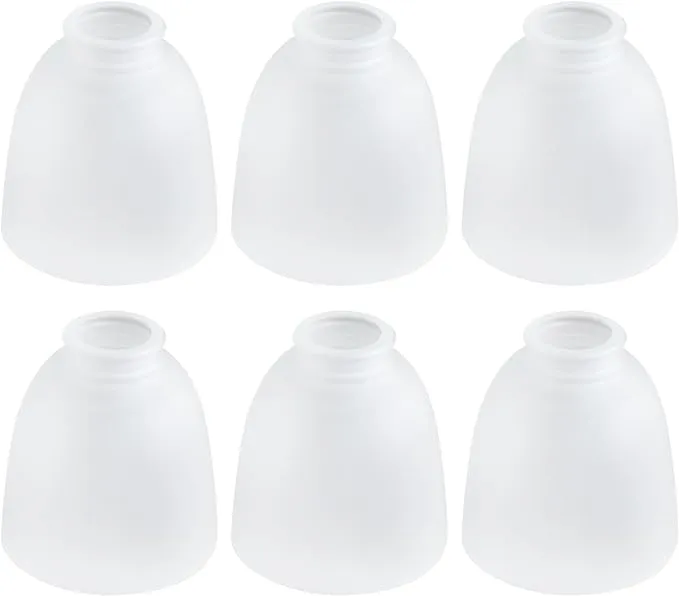 6-Pack White Frosted Glass Shades, Bell Shaped Glass Shade Covers Ceiling Fan Lamp Replacements, Light Fixtures Lampshade for Chandelier Wall Sconces, 1.61" Fitter Size, 5" High x 4.7" Diameter