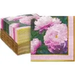 Sparkle and Bash Pink Peony Napkins for Flower Party (6.5 x 6.5 In, 150 Pack)