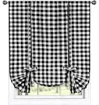 GoodGram Buffalo Check Plaid Gingham Custom Fit Farmhouse Window Curtain Tie Up Shades - Assorted Colors (Black)