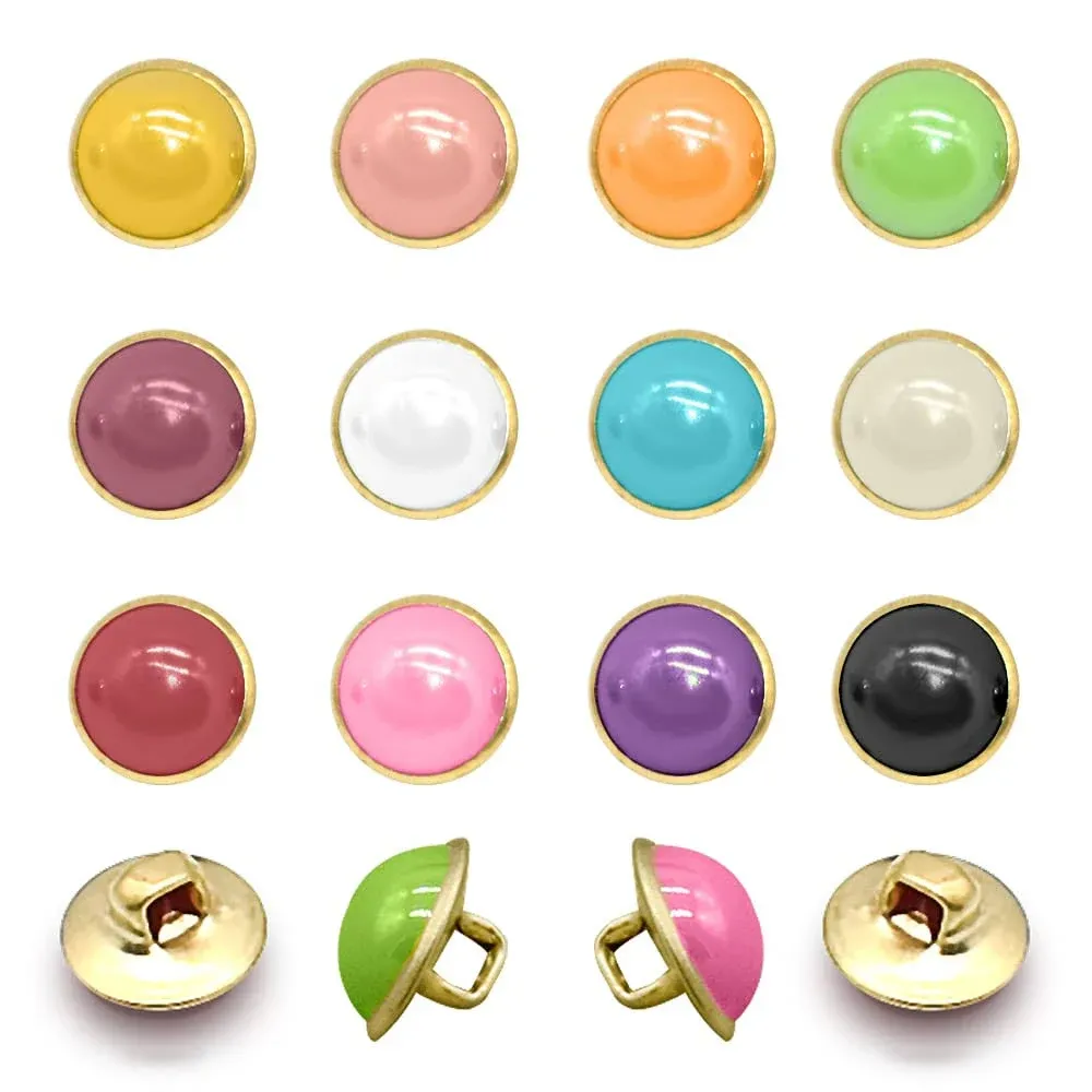 120 Pcs 10mm Pearl Buttons Half Resin Dome Cap with Metal Shank Single Hole Decorative for Crafting Sewing Scarpbooking Scarf and Clothes (12 Colors)