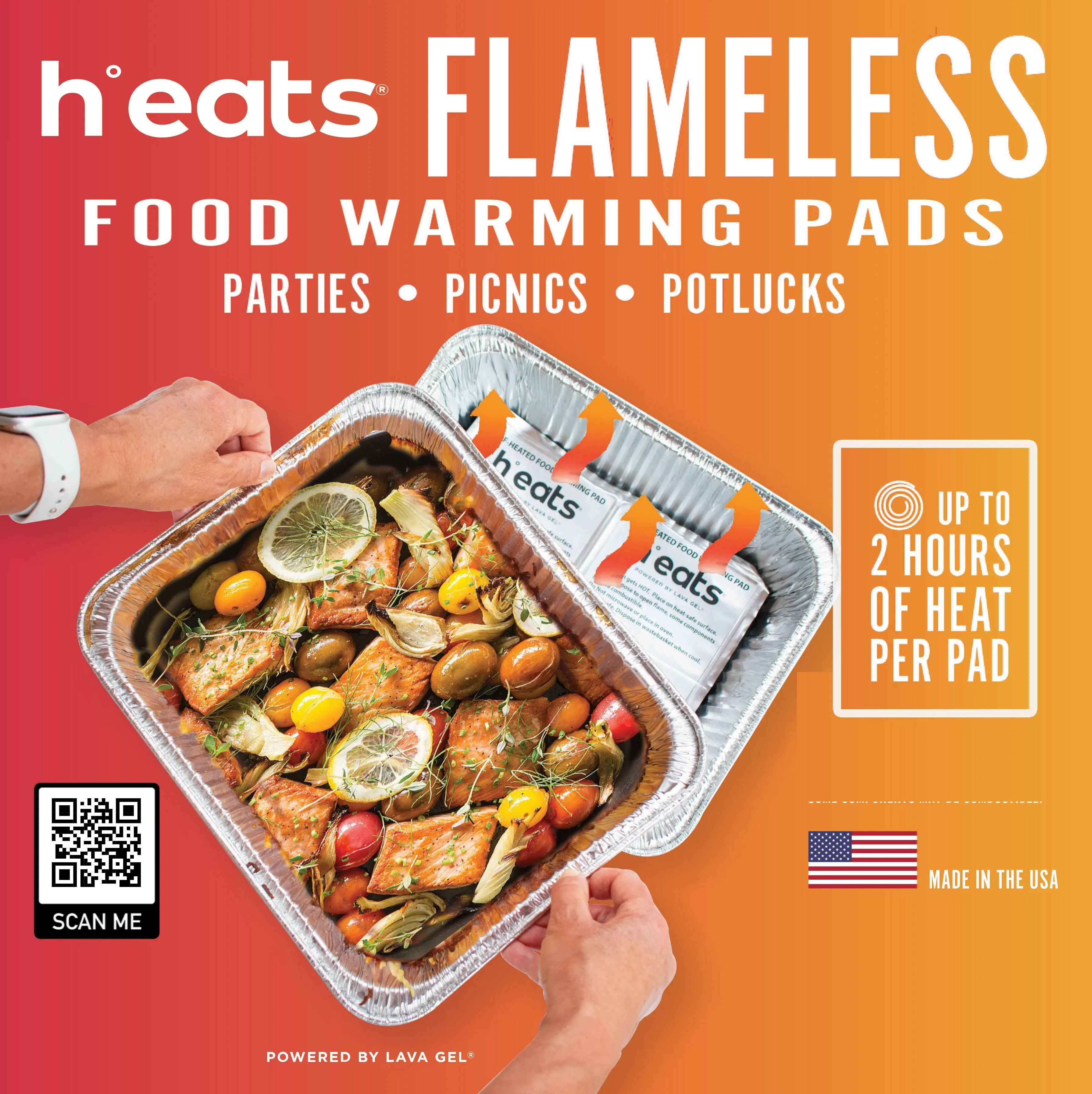 Heats Flameless Food Warming Pads | Water Activated Disposable Food Warmer