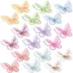 18pcs 9 Colors Butterfly Lace Patches Double Layer Organza Appliques Sew On Decorative Embroidery for Wedding Bride Dress Clothes Jeans Hat Backpacks Pants Curtain Ornaments