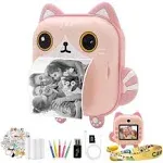 Instant Print Camera for Kids, Kids Camera with Print Paper, Selfie Video Digital Camera with HD 1080p 2.4 inch IPS Screen,3-14 Years Old Children