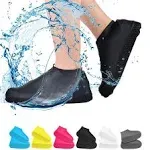 Waterproof Shoe Covers, Non-Slip Water Resistant Overshoes Silicone Rubber Rain Shoe Cover Outdoor cycling Protectors apply to Men, Women, Kids (Large, Black)