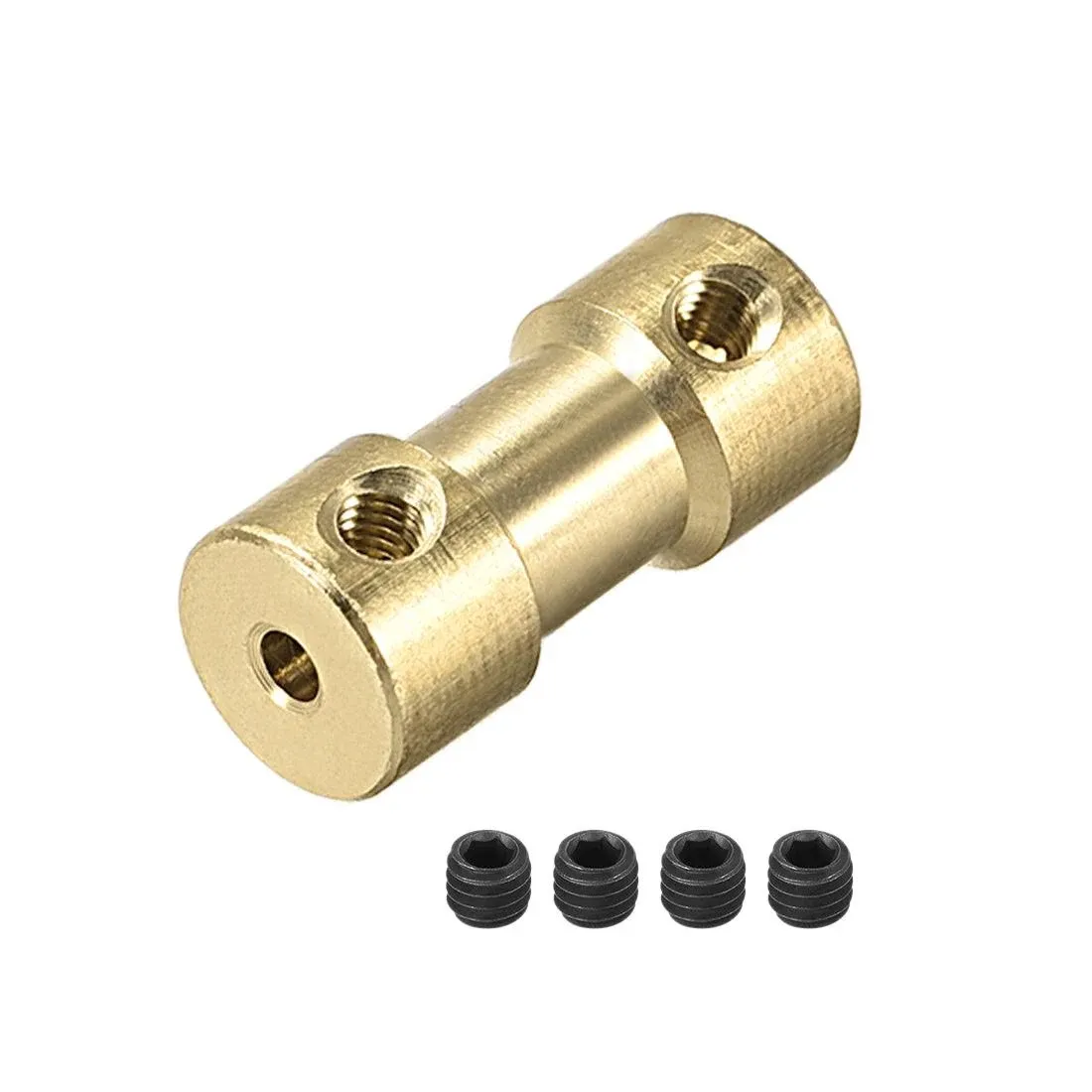 uxcell 2.3mm to 4mm Bore Rigid Coupling, 20mm Length 9mm Diameter, Copper Shaft Coupler Connector, Brass Tone 4Pcs