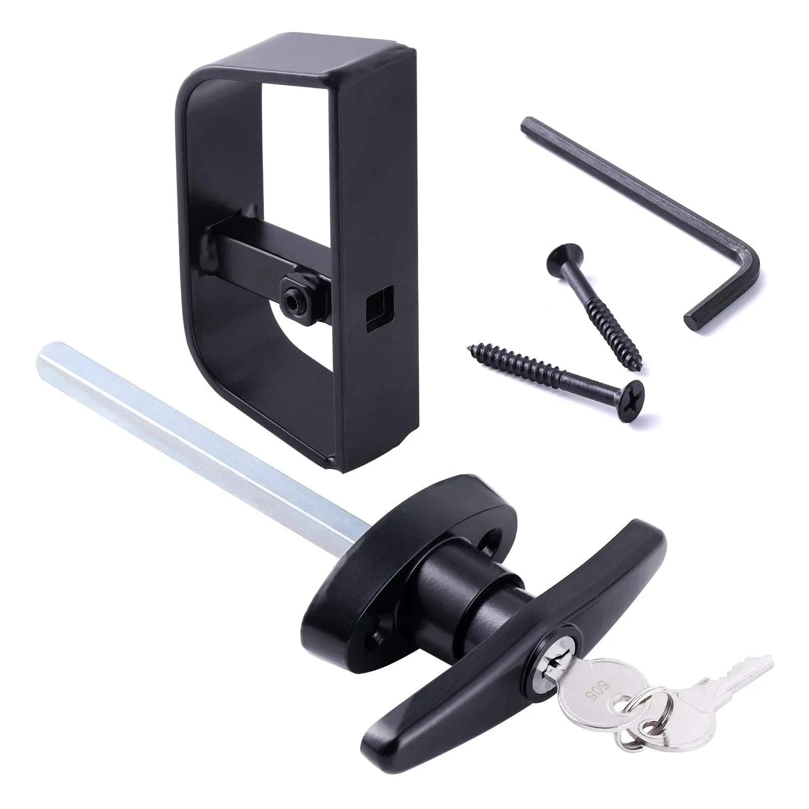 Aiwaiufu 4-1/2" T-Handle Lock Set, Shed Door Lock with 2 Keys, 4-1/2" Stem for Shed, Barn, Playhouse & Chicken Coop Door Lock