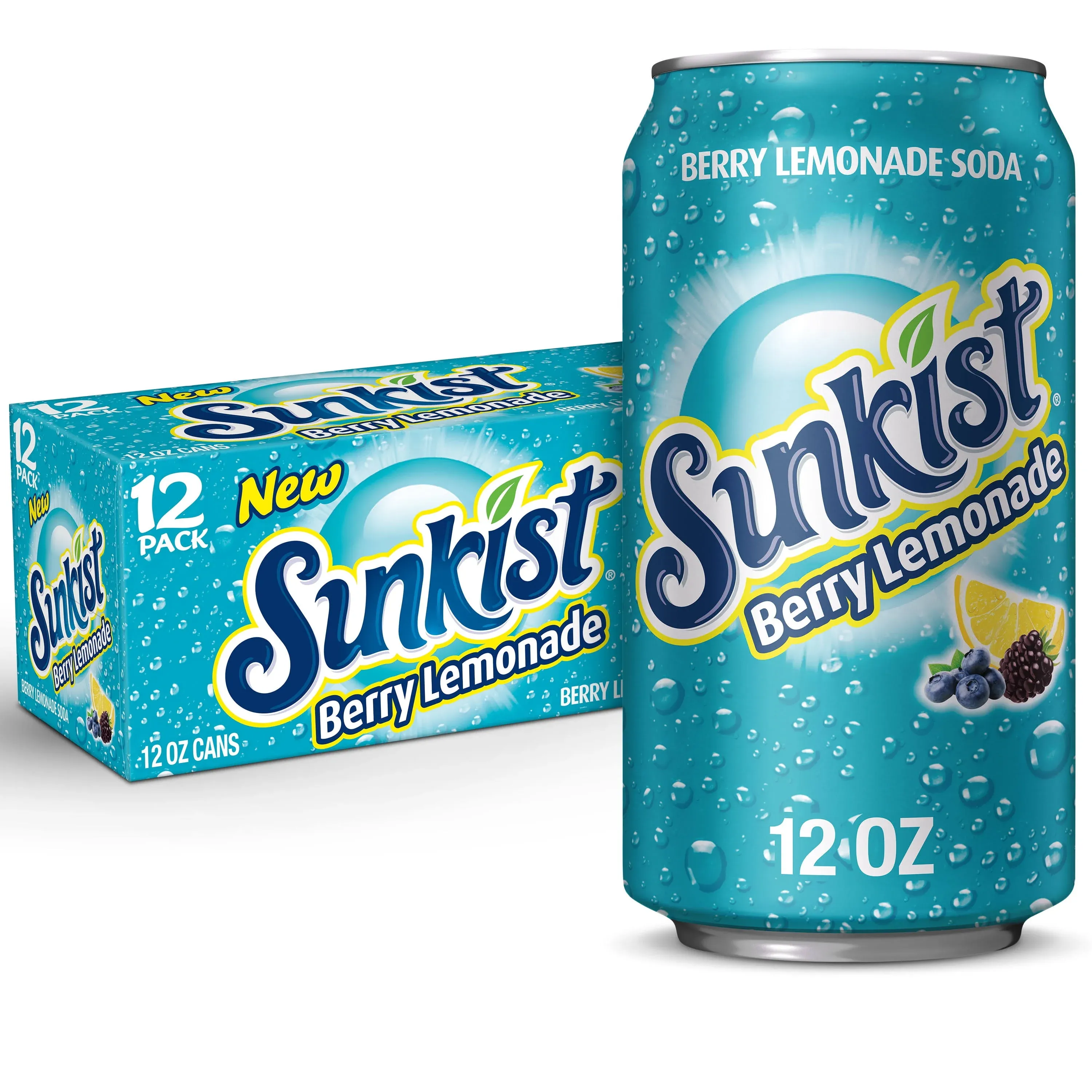 Sunkist Berry Caffeine-Free Lemonade Soda Pop, 12 Fl Oz, 12 Pack Cans