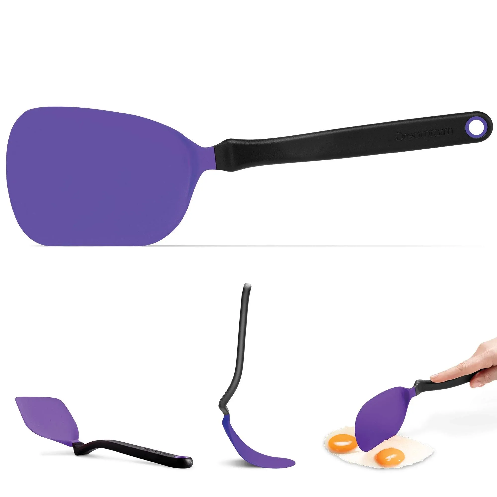 Dreamfarm Chopula Non-Stick-Safe Super-Flexible Sit-Up Spatula with Strong Flat Edge to Separate Food - 12" Purple