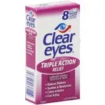 Clear Eyes Triple Action Relief Eye Drops - 0.5 oz dropper