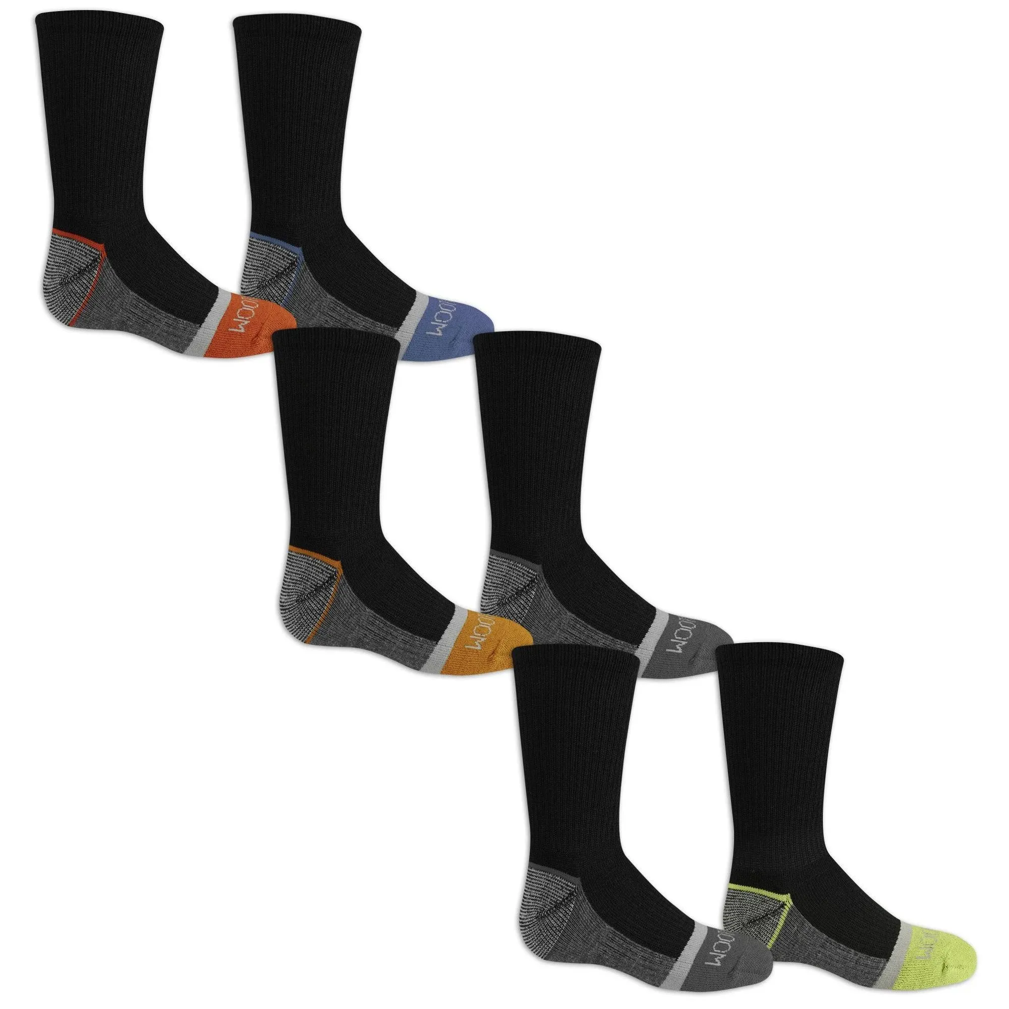 Fruit of the Loom Boy's Little 6 Pair Pack Cushion Socks, Black assort Half Black, 9-2.5