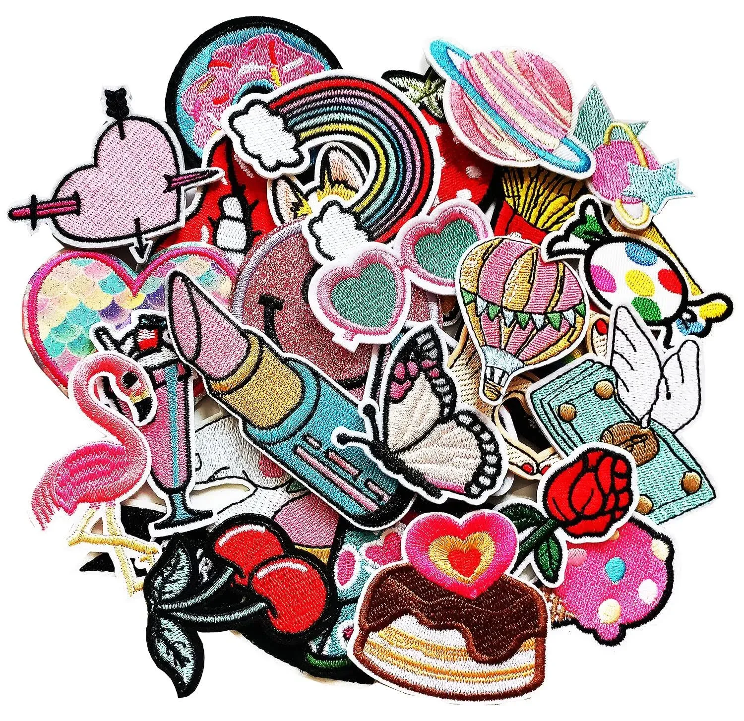 MISDONR 30pcs Girls Iron on Patches for Clothing Jackets DIY Sew Embroidered ...