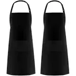 Syntus Adjustable Bib Apron Thicker Version Waterdrop Resistant with 2 Pockets Cooking Kitchen Aprons for Women Men Chef, White