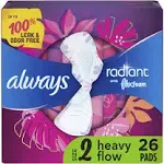 Radiant Feminine Pads with Wings, Size 2, Heavy Absorbency, Scented, 48 CT...