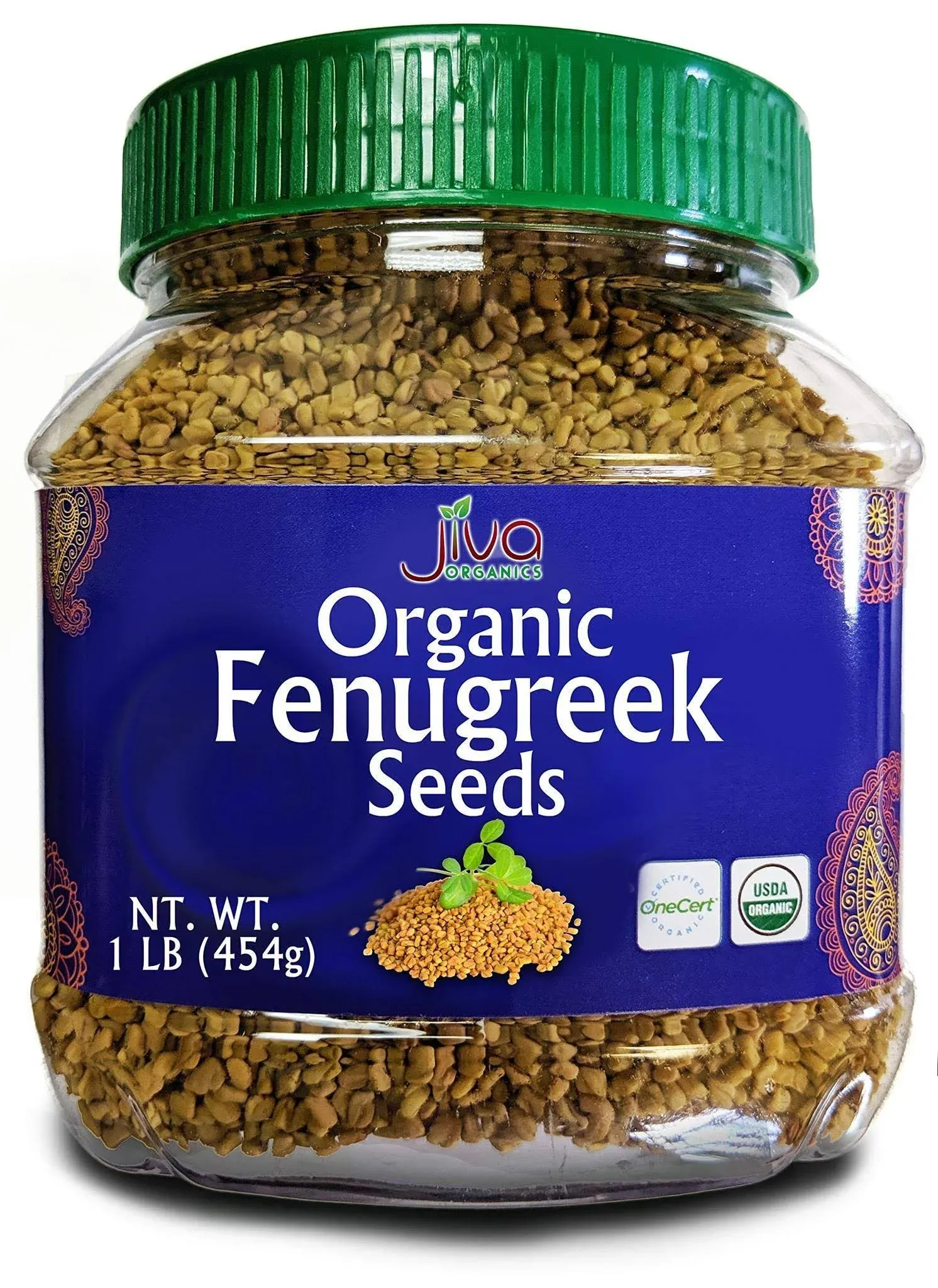 Jiva Organics Organic Fenugreek Seeds Whole 1 Pound Jar - Methi