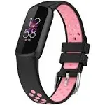 NINKI Compatible Sport Fitbit Luxe Bands for Women Silicone (Black+Red),Soft Breathable Strap Bracelet Cute Small Fitbit Luxe Replacement Bands for Fitbit Luxe Watch Band Waterproof Men Large Girl