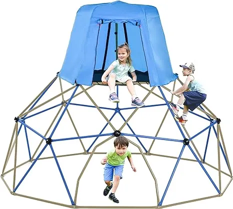 Virubi 10 ft Climbing Dome with Tent for Kids 3-10 Outdoor Play Equipment ...