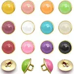 120 Pcs 10mm Pearl Buttons Half Resin Dome Cap with Metal Shank Single Hole D...